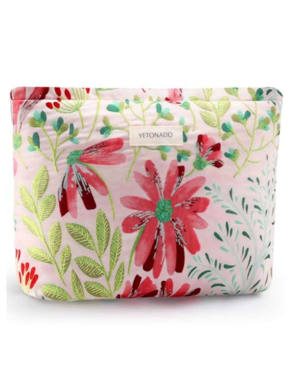 Floral Makeup Bag Large Capacity Cosmetic Pouch Canvas Travel Toiletry Organizer